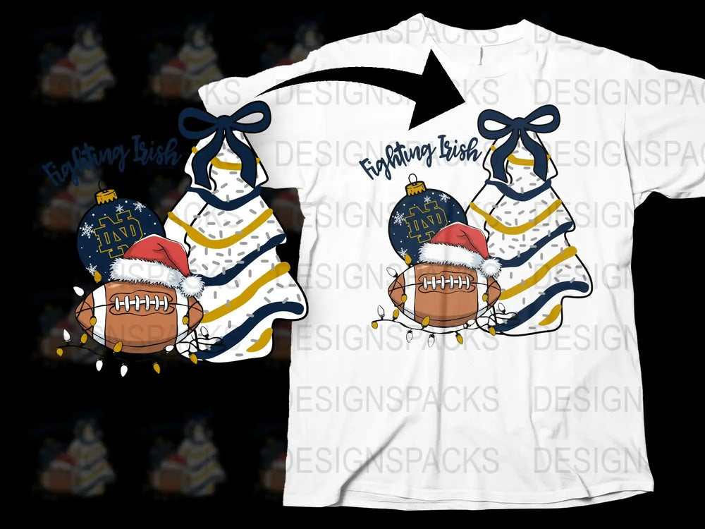 Festive Christmas T-Shirt with Santa Hat and Football Design, Holiday Graphic Tee for Sports Fans