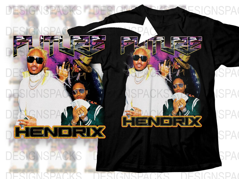 Vintage Future Hendrix T-Shirt, Retro 90s Hip Hop Graphic Tee, Unisex Fashion Streetwear Top