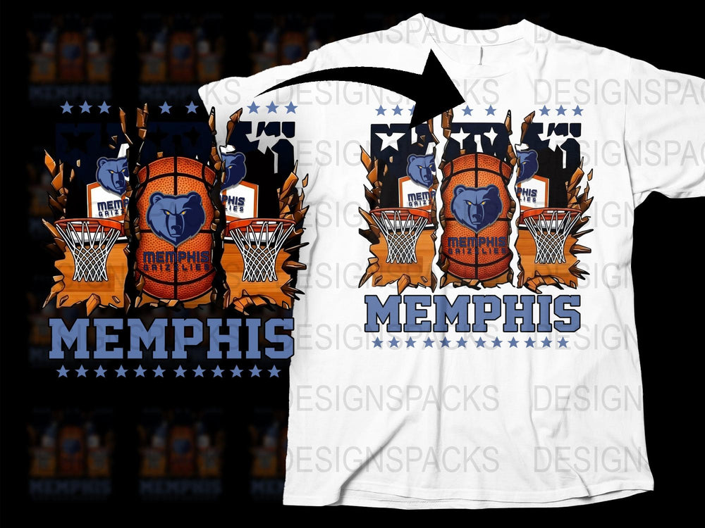 Memphis Basketball T-Shirt, Tiger Graphic, Sports Fan Apparel, White Cotton Tee, Unisex