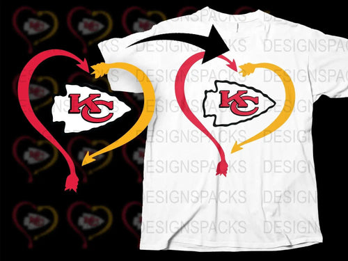 Kansas City Heart Arrow T-Shirt, Unisex White Tee, Sports Fan Apparel, Graphic Tee