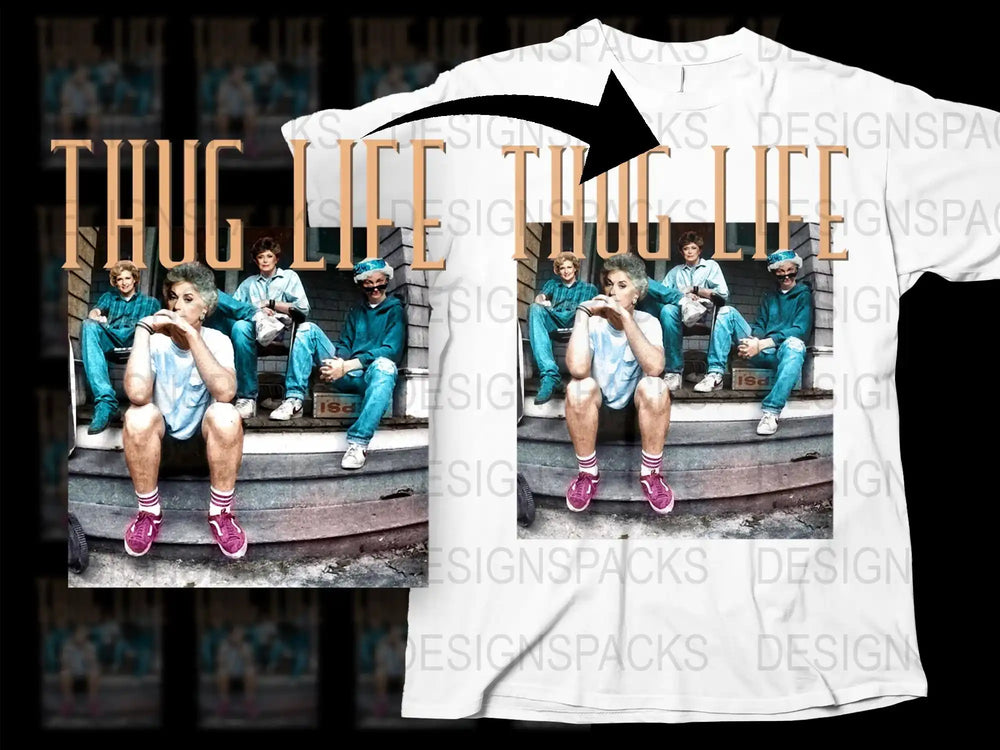 Thug Life Graphic T-Shirt, Vintage 90s Hip-Hop Style, Urban Streetwear, Unisex Fashion, Retro Design, Cool Casual Wear