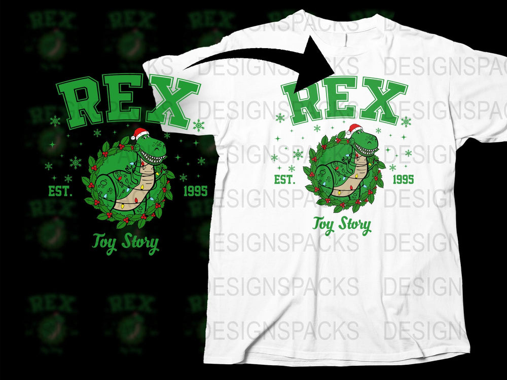 Toy Story Rex Dinosaur T-Shirt, Vintage Inspired Graphic Tee, Unisex Adult and Kids Sizes, 1995 Retro Movie Apparel