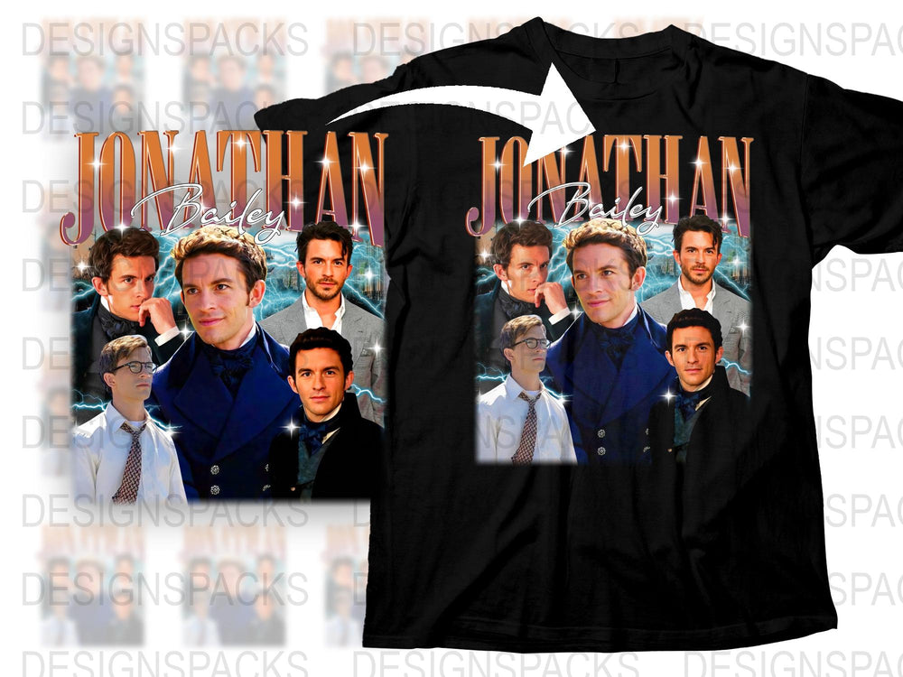 Jonathan Bailey Fan T-Shirt, Multiple Poses Design, Unisex Black Tee, TV Show Inspired Apparel