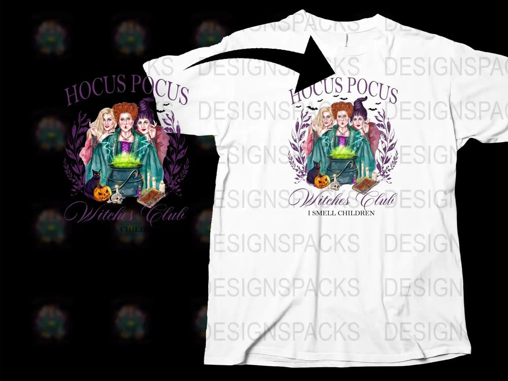 Hocus Pocus Witches Club T-Shirt, Halloween Graphic Tee, Sanderson Sisters, Fall Season Apparel, Family Halloween Party Shirt