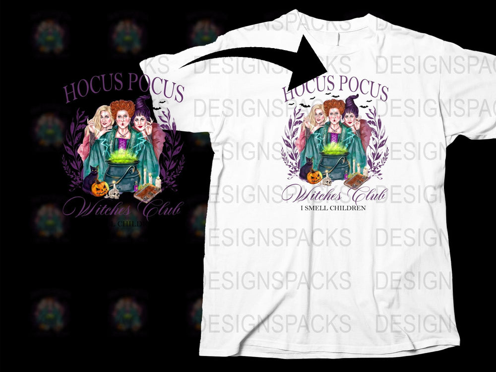 Hocus Pocus Witches Club T-Shirt, Halloween Graphic Tee, Sanderson Sisters, Fall Season Apparel, Family Halloween Party Shirt