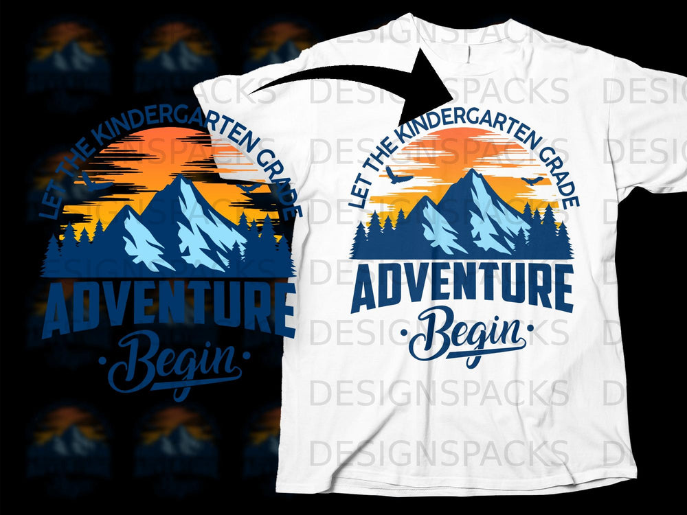 Let the Kindergarten Adventure Begin with mountain sunset design.