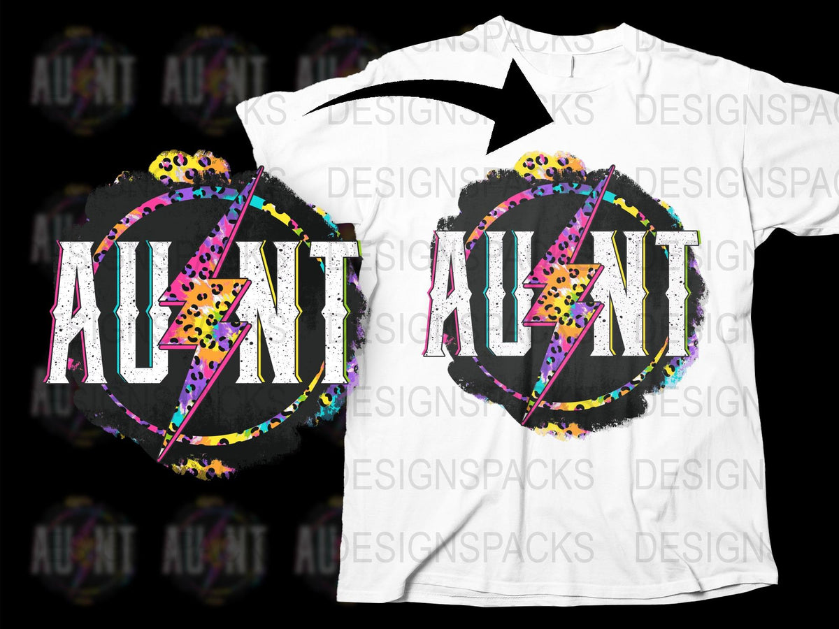 Retro Splatter Paint 'AUNT' Graphic T-Shirt, Vintage Style Family Tee, Unique Gift for Aunts