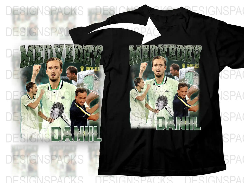 Daniil Medvedev Tennis Star Graphic T-Shirt, Athletic Fan Tee, Sports Casual Wear, Gift for Tennis Lovers