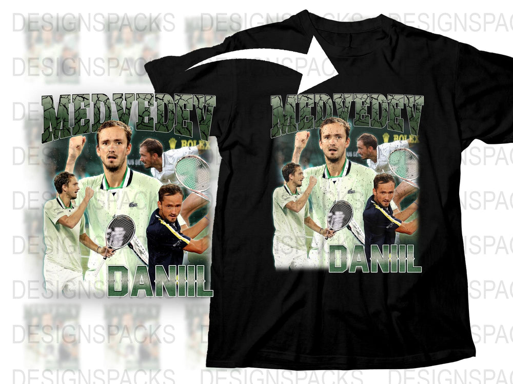 Daniil Medvedev Tennis Star Graphic T-Shirt, Athletic Fan Tee, Sports Casual Wear, Gift for Tennis Lovers