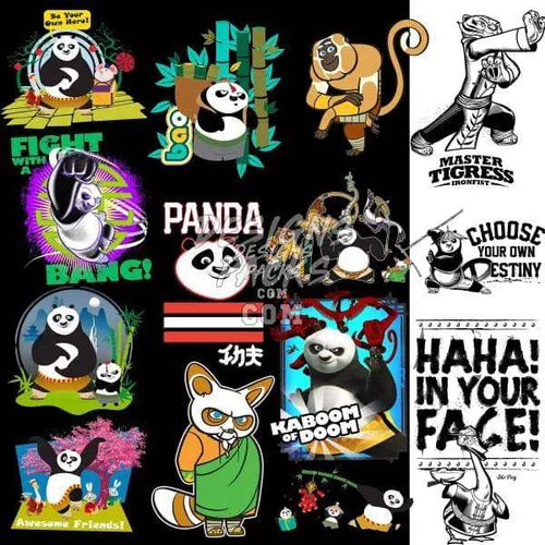 Kung Fu Panda designs for DTF/DTG, embroidery, and tumbler wraps with print-ready PNG, SVG, PES files.