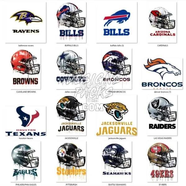 25 Football Helmets Designs Bundle PNG designspacks