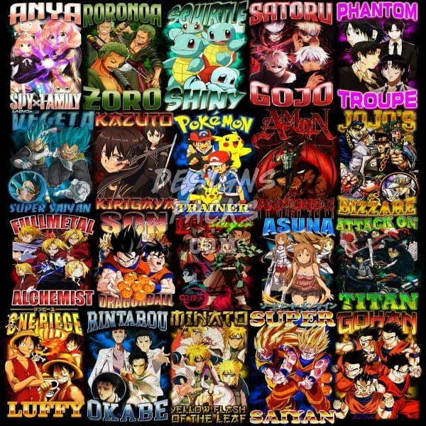 29 Anime Bootleg Mix V7 Designs Bundle PNG