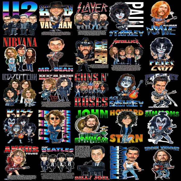 25 Artist Caricatures Designs Bundle PNG designspacks