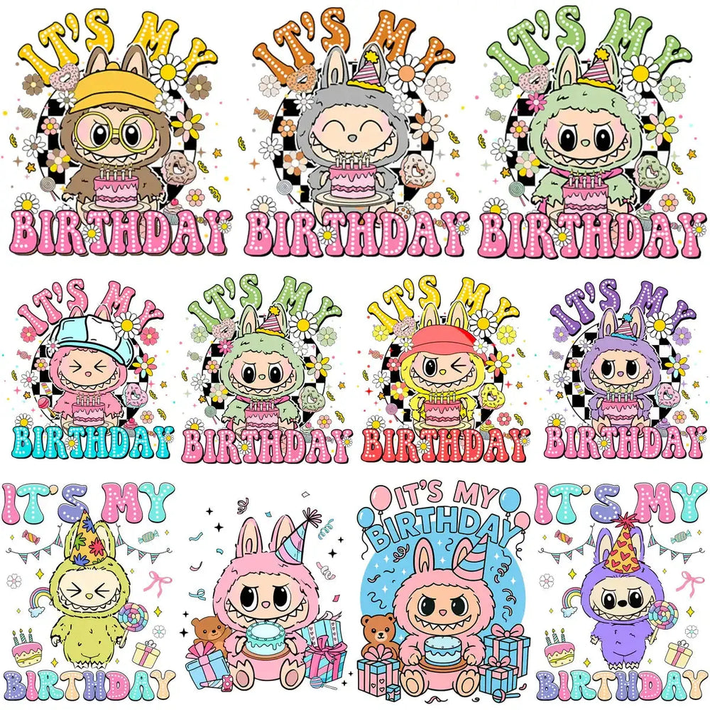 25 Birthday Cartoon Boys and Girls Anniversary Labubu Designs Bundle PNG