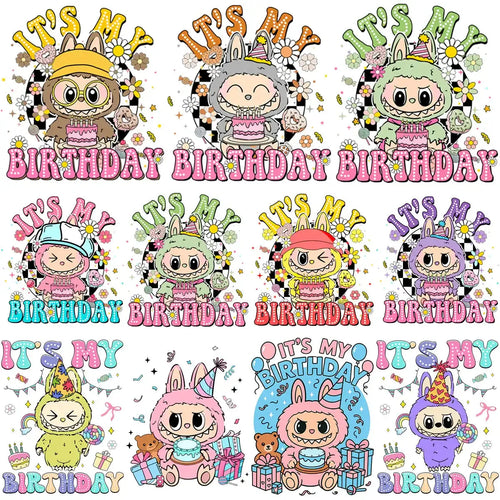 25 Birthday Cartoon Boys and Girls Anniversary Labubu Designs Bundle PNG