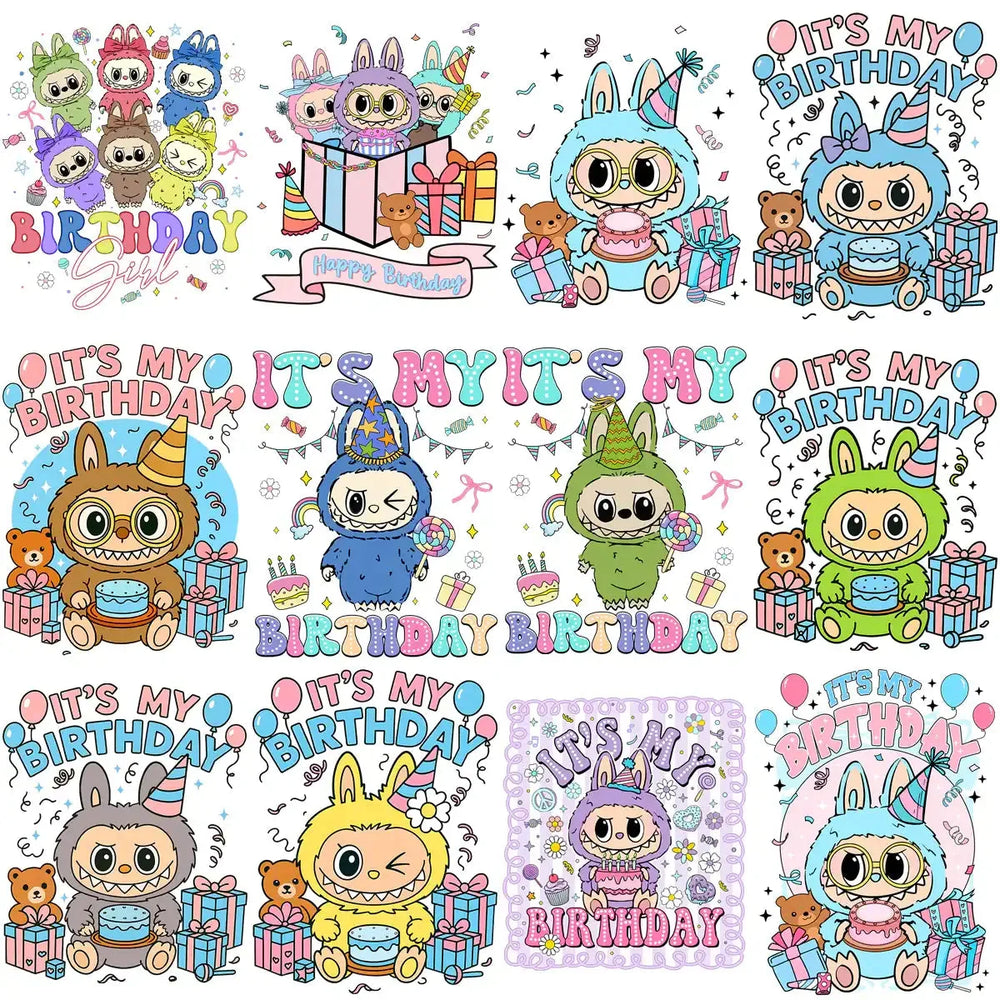 25 Birthday Cartoon Boys and Girls Anniversary Labubu Designs Bundle PNG