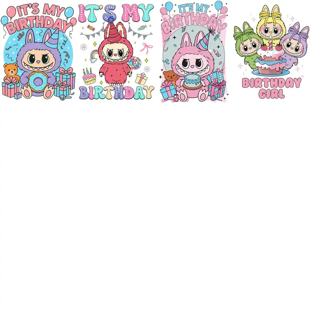25 Birthday Cartoon Boys and Girls Anniversary Labubu Designs Bundle PNG