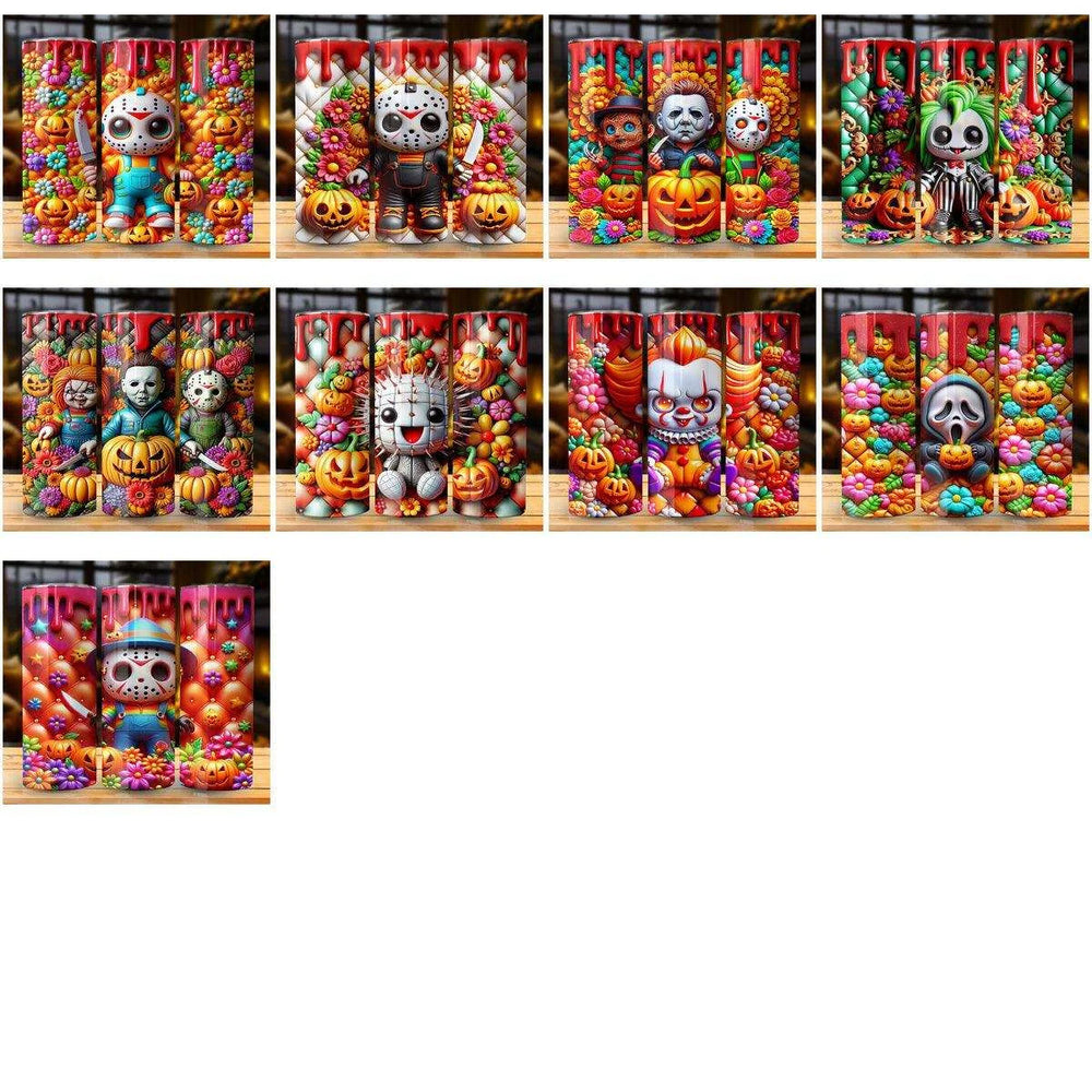 25 CUTE Horror VILLAINS Halloween Tumbler Wrap Bundle JPG