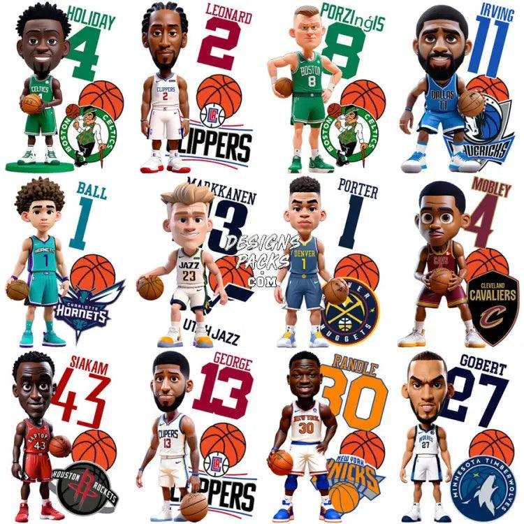 25 Figurine Style Basketball Players Designs Bundle Png + Psd V2