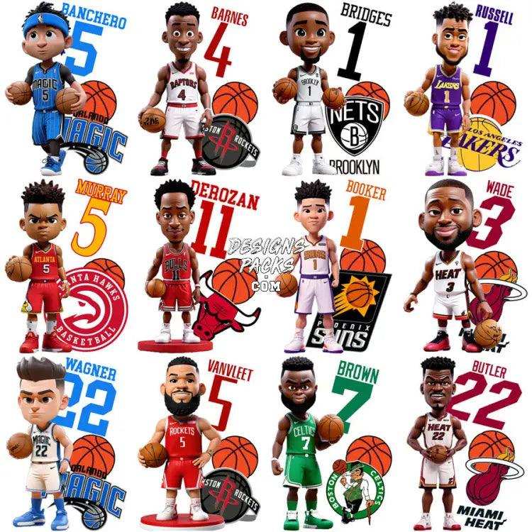 25 Figurine Style Basketball Players Designs Bundle Png + Psd V2