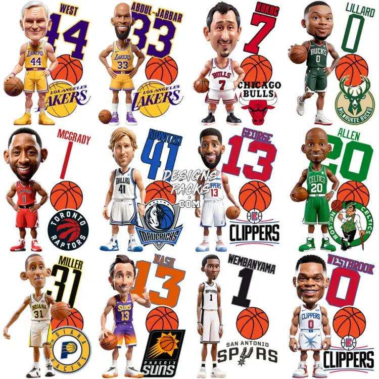 25 Figurine Style Basketball Players Designs Bundle Png + Psd V3
