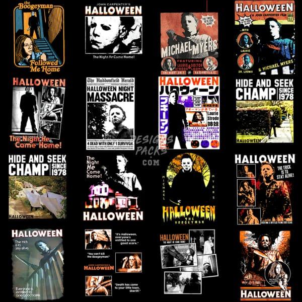 25 Halloween Horror Movie Designs Bundle PNG designspacks