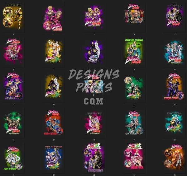 25 Jojo Bootleg v2 Bootleg Designs Bundle PNG