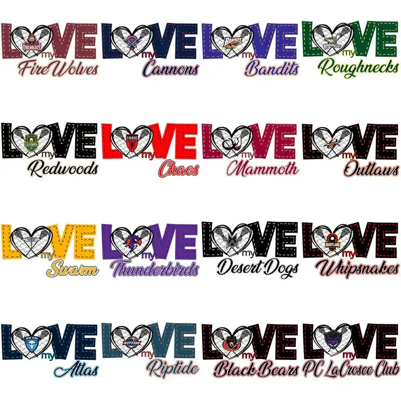 25 Lacrosse League Love My Team Designs Bundle PNG
