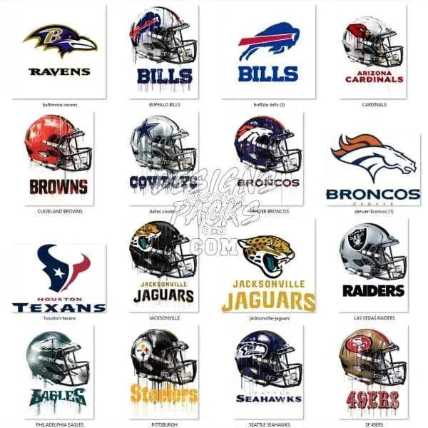25 Football Helmets Designs Bundle PNG