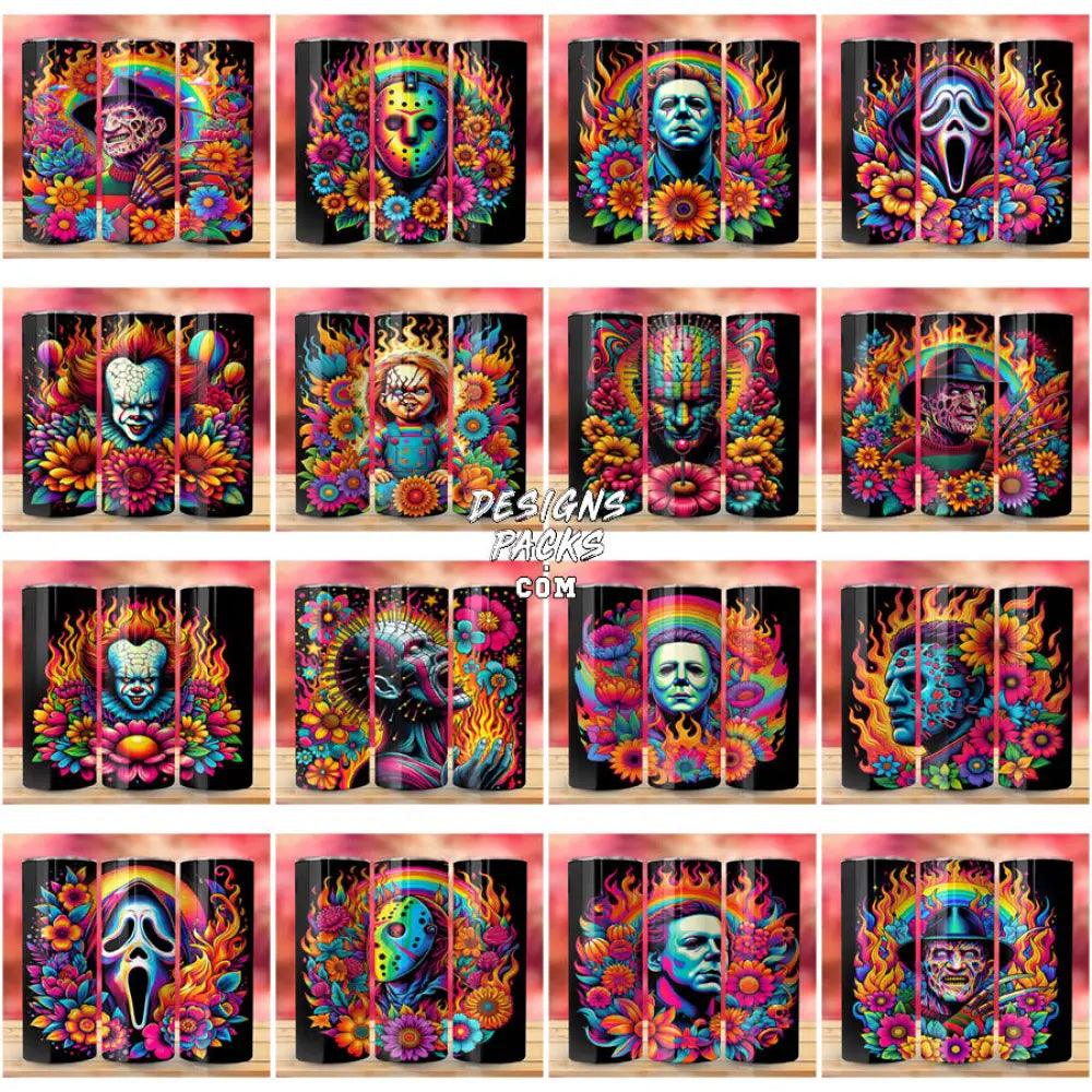 25 Slashers Colorful Halloween Tumbler Wrap Bundle Jpg