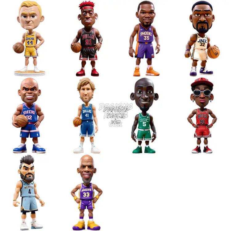 25 Toys Figurine Style Basketball Players Designs Bundle Png + Psd V1