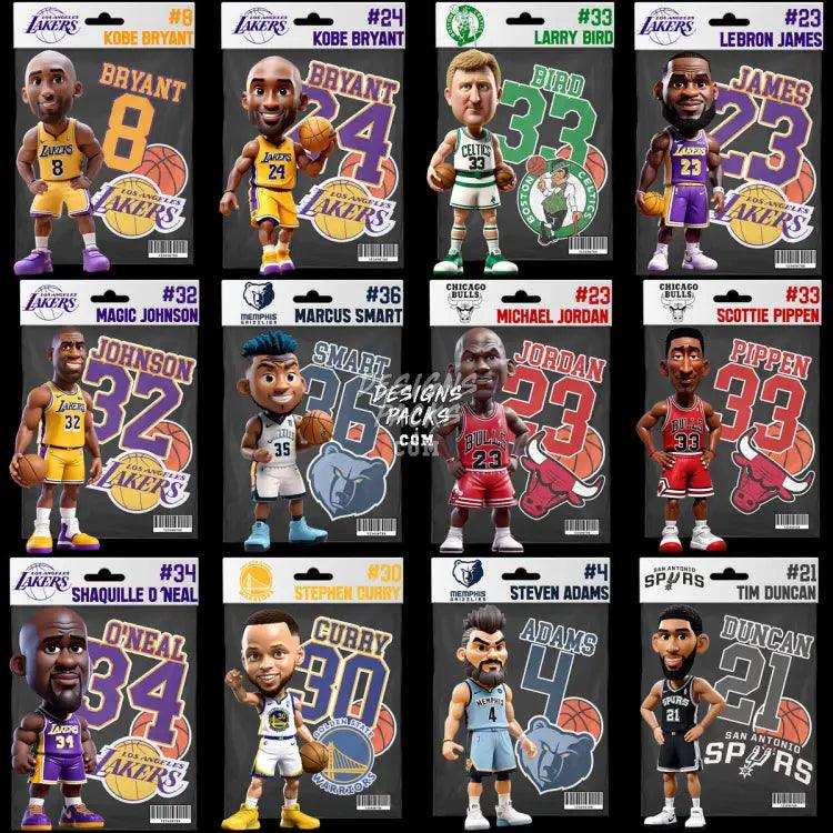 25 Toys Figurine Style Basketball Players Designs Bundle Png + Psd V1