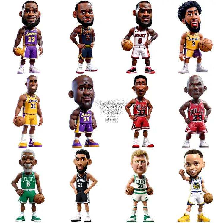 25 Toys Figurine Style Basketball Players Designs Bundle Png + Psd V1