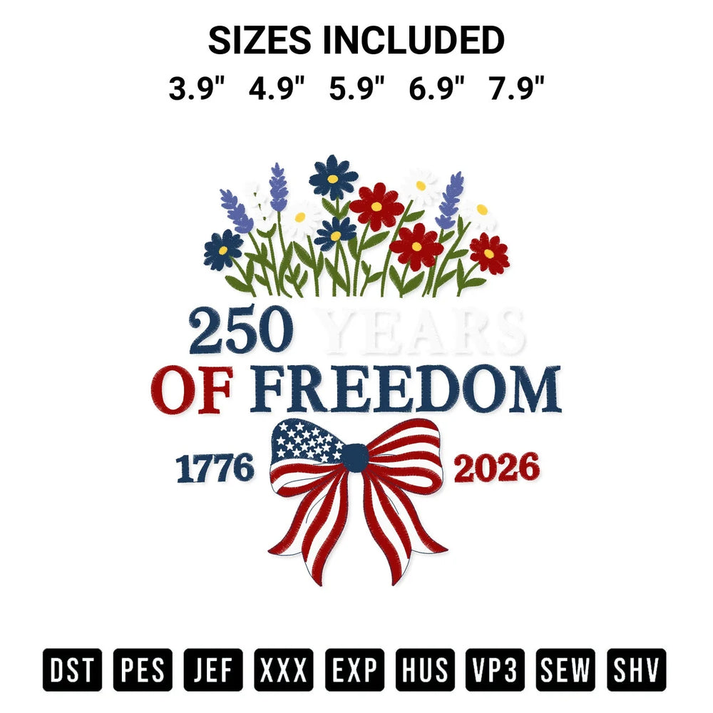250 Years Of Freedom 1776 2026 Embroidery Design