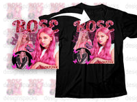 Blackpink Rose Fan T-Shirt, K-Pop Music Idol Graphic Tee, Pink Hair Rose Design, Gift for Fans