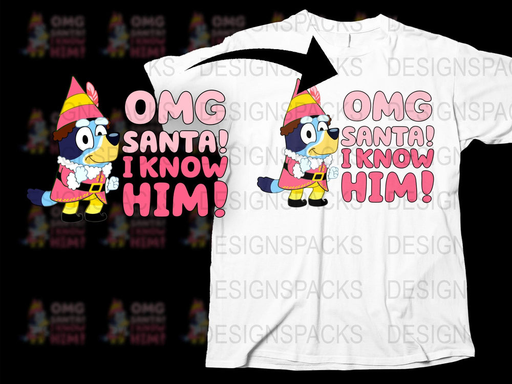 Festive Holiday T-Shirt OMG Santa I Know Him Funny Cartoon Bird Graphic Tee Christmas Gift Idea Unisex Casual Wear