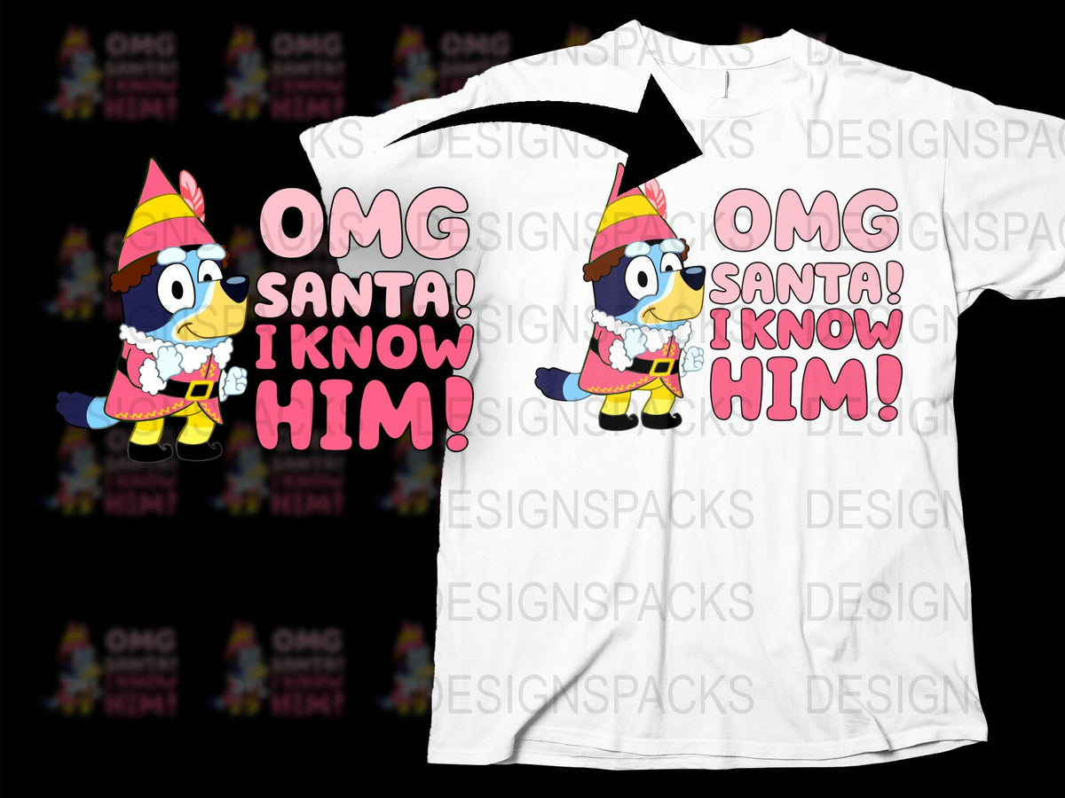 Festive Holiday T-Shirt OMG Santa I Know Him Funny Cartoon Bird Graphic Tee Christmas Gift Idea Unisex Casual Wear
