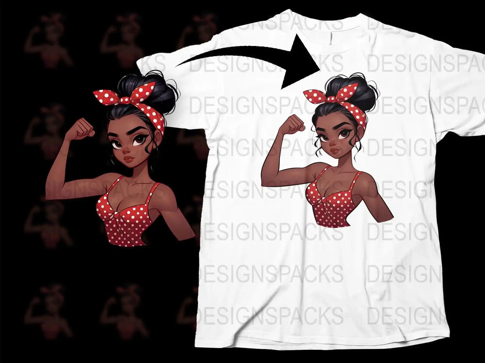 Women's Retro Polka Dot T-Shirt, Vintage Inspired Pin-Up Top, Red Bow Graphic Tee, Fashionable Casual Wear