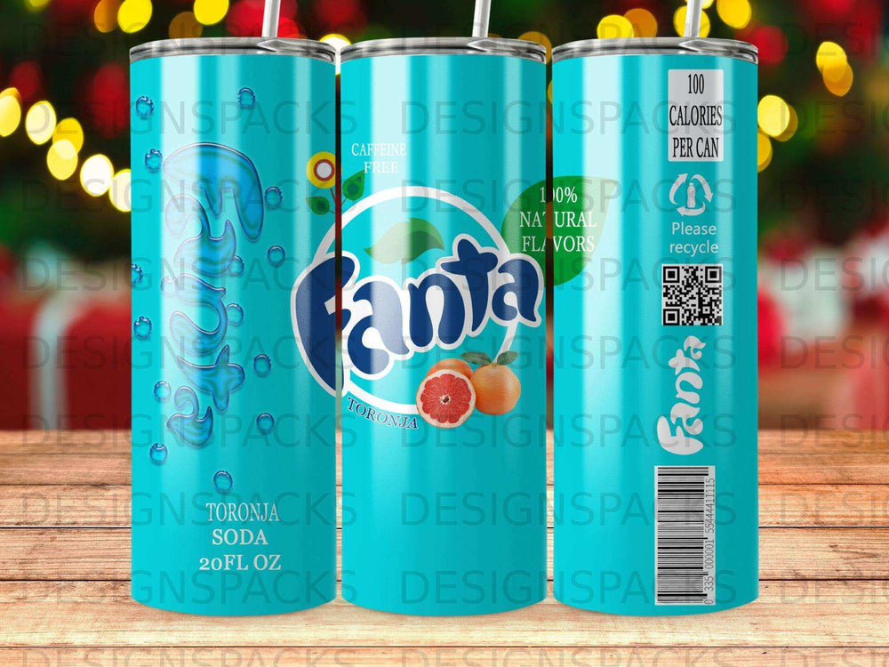 Fanta Toronja soda can with nutrition facts and caffeine free label.