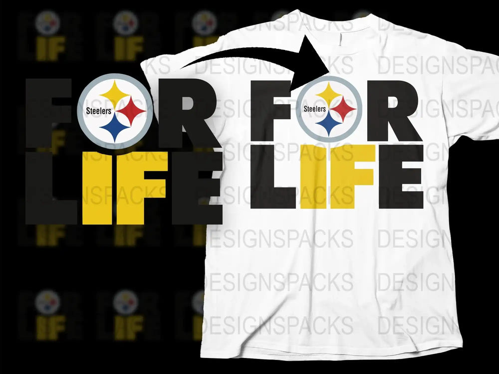 Steelers Fan Life T-Shirt, Black and White Sports Tee, Football Team Support Apparel