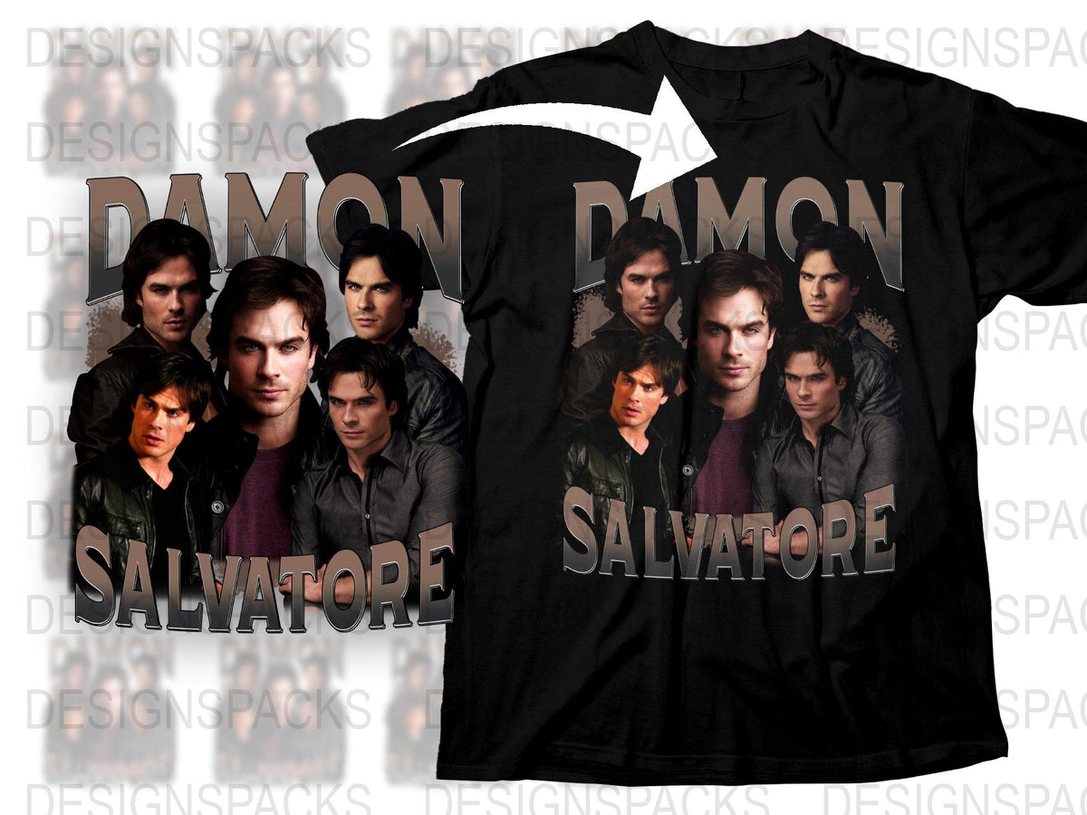 Damon Salvatore T-Shirt, Vampire Diaries Fan Merch, TV Show Graphic Tee, Unisex Cotton Shirt, Gift Idea for Fans