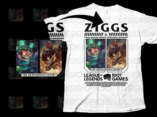 League of Legends Ziggs T-Shirt, Gaming Graphic Tee, Riot Games Merch, Explosives Expert Design