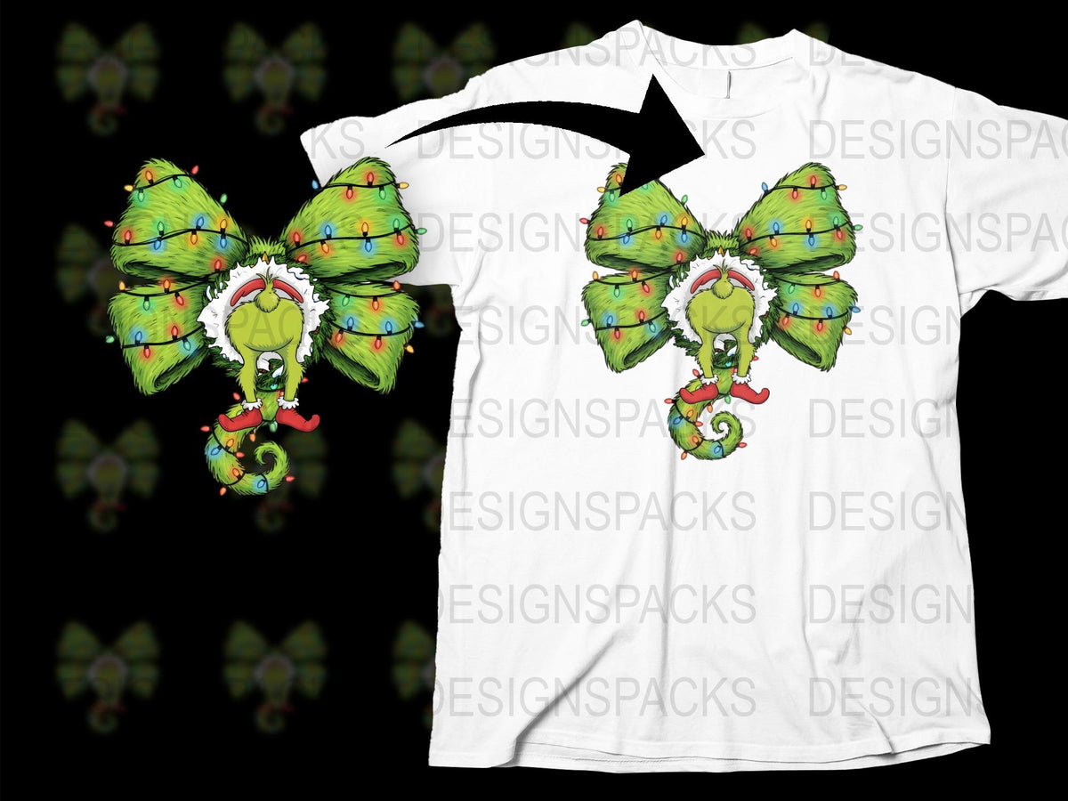 Christmas Wreath Graphic T-Shirt, Festive Holiday Bow and Bell Design, Colorful Casual Wear