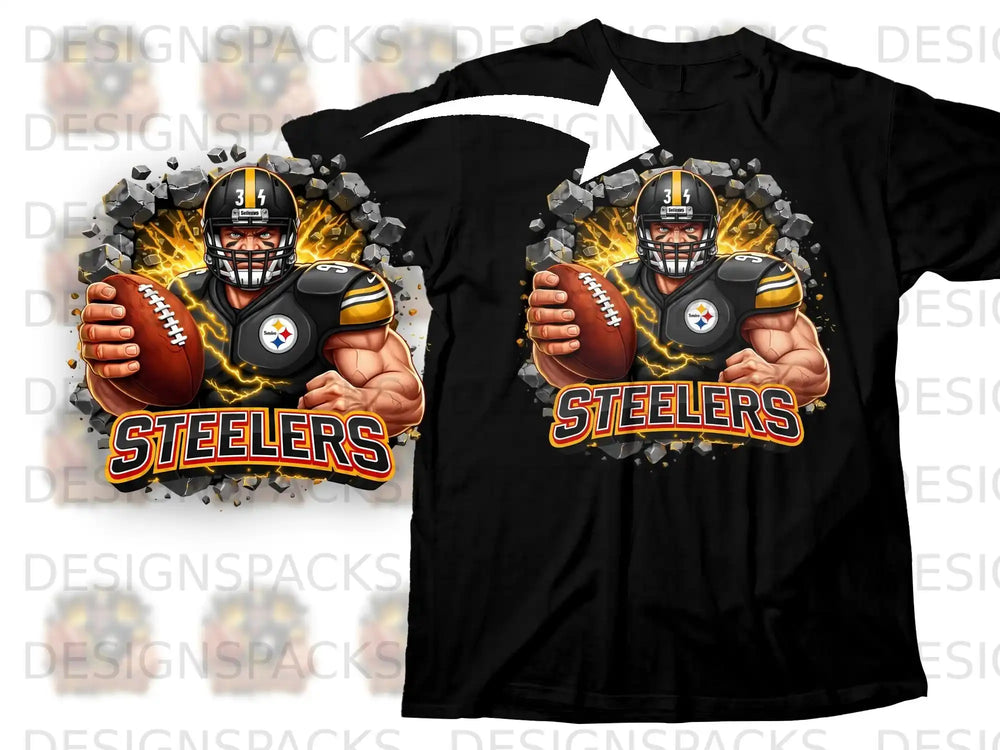 Steelers Football Player Graphic T-shirt Design