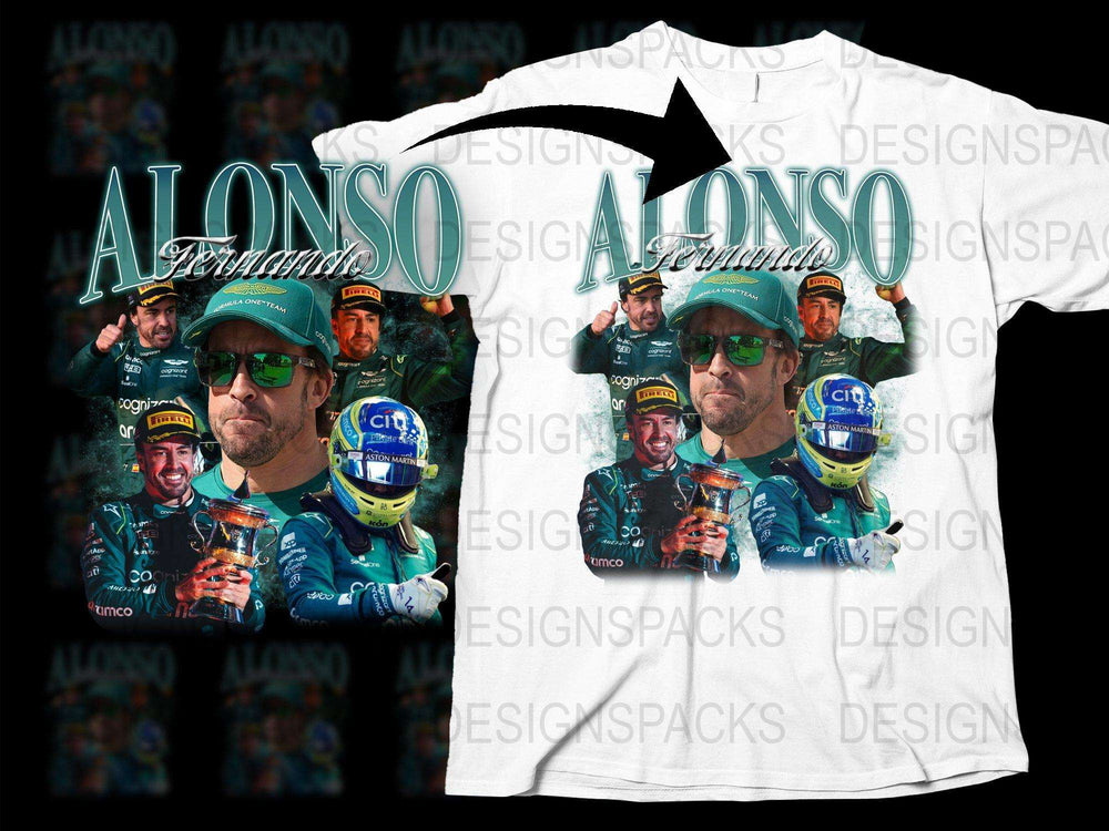 Fernando Alonso Graphic T-Shirt, F1 Racing Champion, Casual Sports Tee, Motorsport Fan Gift, Vivid Colors, Unisex Full Coverage Print