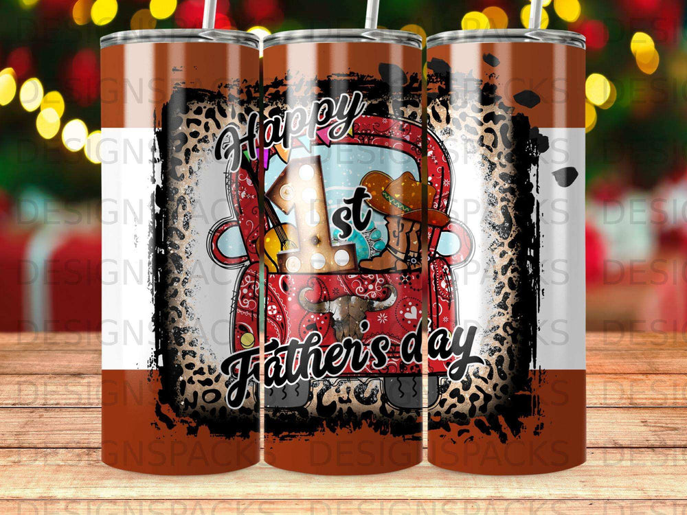 Truck with "Happy Father's Day" text and leopard print design.