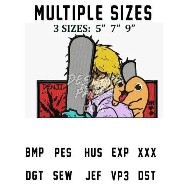 Denji Anime Embroidery Design