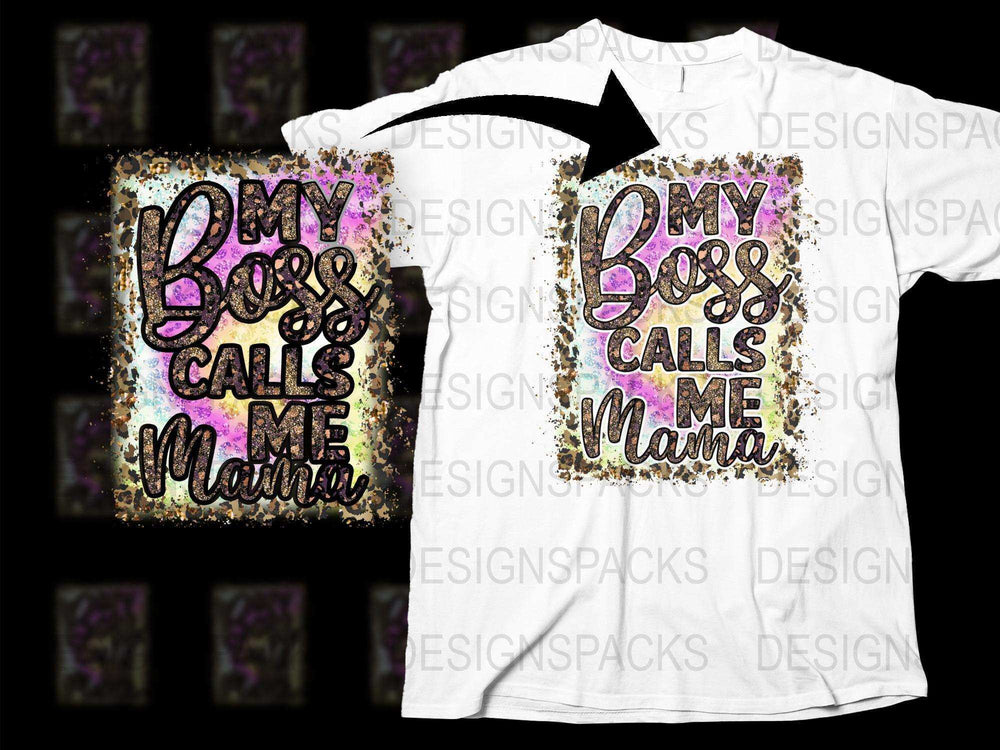 'My Boss Calls Me Mama' T-Shirt, Sparkly Glitter Design, Stylish Mom Tee, Mother's Day Gift, Casual Fashion Top, Unique Mother Apparel