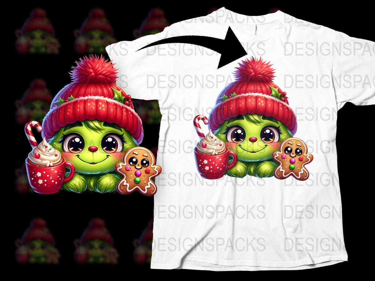 Festive Christmas T-Shirt Cute Avocado Elf Gingerbread Cookie Holiday Graphics Cotton Tee