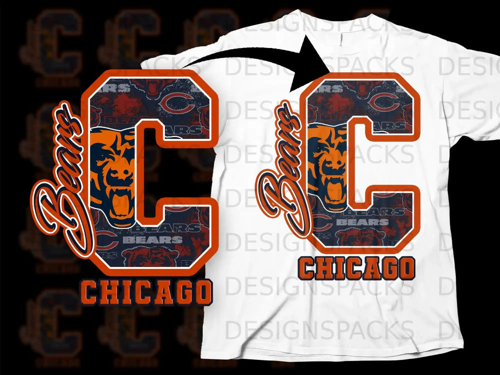 Graphic C Bears Chicago Design on White Shirt